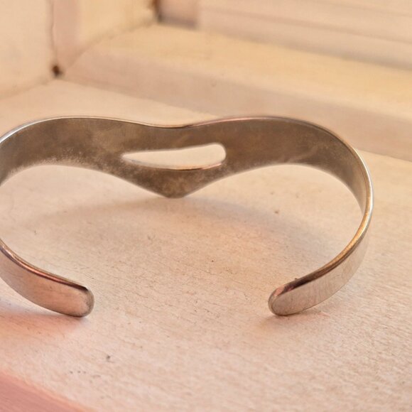 Vtg Alpaca Mexico German silver lot pink inlay MCM Bracelet & Geometric earrings - Picture 8 of 14